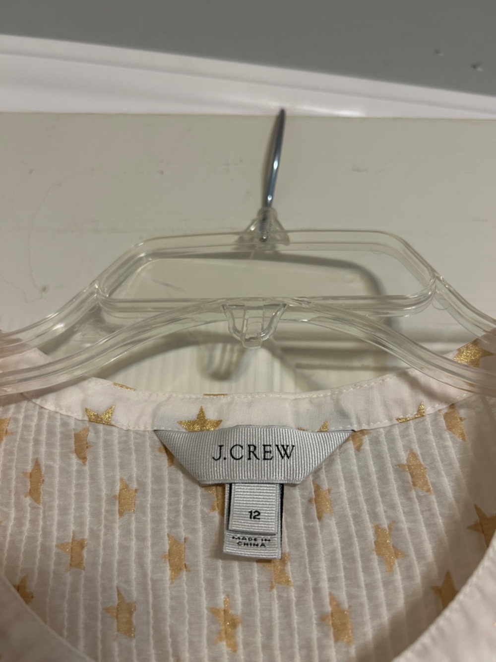 BOGO 1/2off🎒35%off3🛴 J. Crew white metallic star silk blend top - Picture 4 of 5